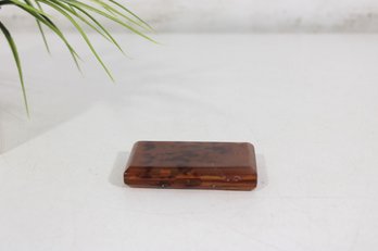 Vintage Faux Tortoiseshell Card Holder Case  Amber Lucite Business / Calling Card Case 3'