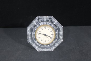 Waterford Crystal Octagonal Desk / Mantel Clock  Roman Numerals  5' Tall