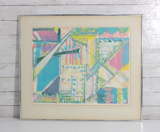 Abstract Modernist Signed Limited Edition Print  Pencil Signed 3/12  Framed  25 X 29'