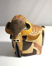 Large Handcrafted Buffalo Sculpture By Artesania Rinconada