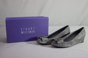 Stuart Weitzman, Buckle Up Cola Suede Flats. Size 9.5 M With Original Box