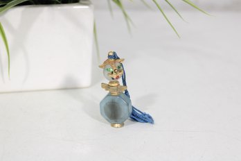 Miniature Crystal Cat Perfume Bottle W/ Tassel  Decorative Collectible