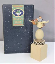 NEW - Williraye Studio Girl On Goose W/Basket Finial HandPainted Figurine, Coyne's & Co W/ Original Box WW1513