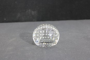 Vintage Clear Glass Paperweight With Controlled Bubble Design  2' Tall