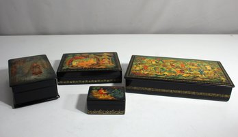 Group Lot Of Hand-Painted Russian Lacquer Boxes