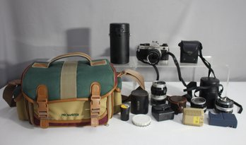 Vintage 35mm Film Camera Kit With Accessories And Promaster Camera Bag