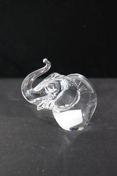 Holmegaard Denmark Crystal Elephant Figurine  Signed Art Glass Sculpture  4'