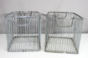 Vintage Farmhouse Wire Baskets  Rustic Industrial Storage