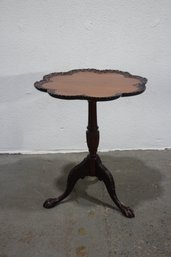 Antique Carved Mahogany Pie Crust Side Table With Claw Feet