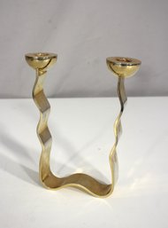 Vintage Israeli Brass Shabbat Candle Holder By Arie Ofir  Bezalel Academy  7 X 5.5