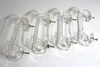 Set Of 4 Vintage Lucite Acrylic Drawer Pulls  Mid-Century Modern Handles -8' X 1'