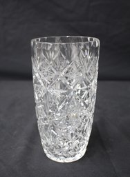 Vintage Cut Crystal Vase With Diamond Pattern