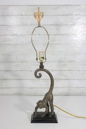 Vintage Style Monkey Table Lamp  Resin Figural Lamp W/ Curved Tail  31' Tall  Unique Decor