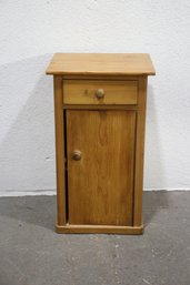 Rustic Solid Pine Nightstand With Drawer And Cabinet Storage