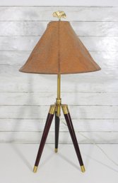 Ralph Lauren Tripod Table Lamp  Brass & Wood  32' Tall  Needs Shade Replacement
