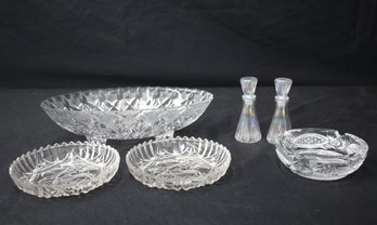 Group Lot Of Vintage Crystal Tableware - 6 Pieces