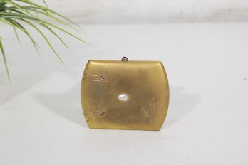 Vintage Brass Cigarette Case W/ Pearl Accent & Bill Of Sale  Mid-Century Pocket Holder