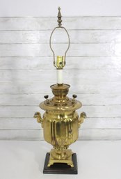 Antique Brass Samovar Lamp  33 Tall  Ornate Vintage Urn Tea Samovar Converted To Table Lamp