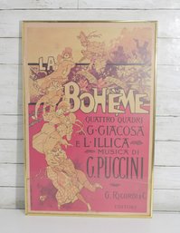 Vintage Puccini La Bohme Opera Print Poster  Framed (26' X 17')  Ricordi  Read Description