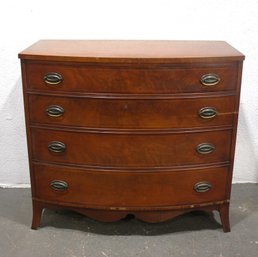 Antique Mahogany Bow Front Chest Of Drawers With Inlay Detailing