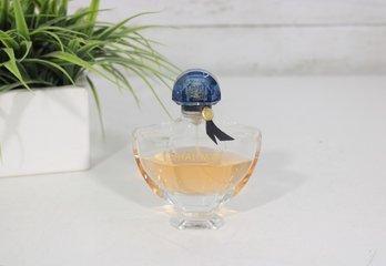 Guerlain Shalimar Eau De Parfum Spray  Classic Blue Fan Cap  Approximately Half Full