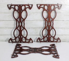 Set Of 3 Art Nouveau Style Wood Panels  17 X 11 Ornate Openwork Architectural Dcor