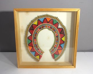 Framed Maasai Beaded Collar Necklace  Handmade Tribal Art (18.5 X 18.5 X 3.5)