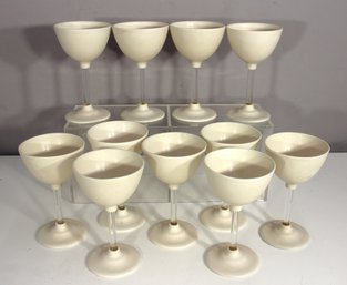 Set Of 11 Signed Ceramic Goblets By Newman Ceramic Works  8 Modern Studio Art Glass Stems