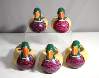 Set Of 5 Duck Shaped Ceramic Planters