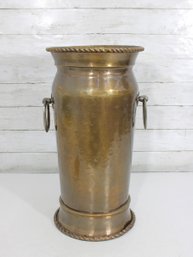 Vintage Brass Milk Can / Umbrella Stand  18' Tall X 9.5' Round  Farmhouse Rustic Decor