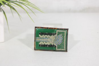 Vintage Bakelite Business Card Holder Case  Green Bakelite W/ Decorative Interior