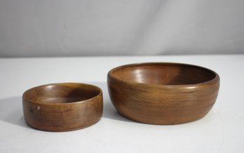 Pair Of Vintage Handcrafted Wooden Bowls