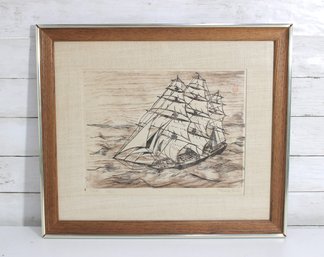 Limited Edition Sailing Ship Print  Pencil Signed & Numbered 32/200  Framed Nautical Art 18' X 21'