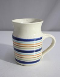 Handcrafted Striped Ceramic Mug With Signed Base