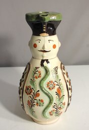 Hungarian Handmade Pottery Pitcher 13.5' H - Kalocsa Design