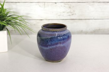 Vintage Studio Art Pottery Mini Vase  Purple/Blue Glaze  4.5 Tall