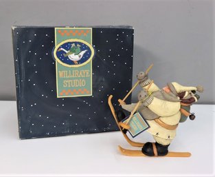 NEW - Williraye Santa On Skis With Backpack Hand-Painted Figurine, Coyne's & Co W/ Original Box WW2353