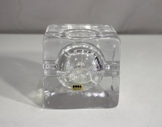 Signed Boda Afors Bruk Sweden Art Glass Box  Thick Modernist Crystal Design