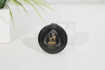 Early Art Deco Deere Powder Compact  Kneeling Nude Logo Vanity Compact  2.5'