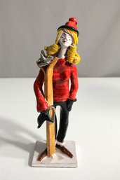 Vintage P MARIONI Skier Figurine Statue-10'h