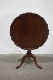 Antique Mahogany Tilt-Top Pie Crust Table With Carved Tripod Base