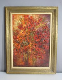 Vintage Signed Oil Painting  Impressionist Floral Still Life  G. Piarroy (32.5 H X 25 W)