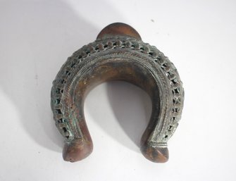 Antique African  Currency Bracelet  Decorated Tribal Form  5.5 X 5.5