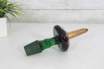 Mid-Century Modern Empoli Emerald Green Glass Decanter Stopper  Italian Art Glass  9'H