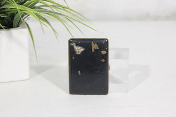 Vintage Black  Business Card Holder Case  Brass Interior Pocket Card Case- Duck