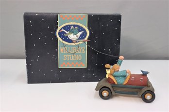 NEW - Williraye Girl Driving Car And Flying Kite Hand-Painted Figurine, Coyne's & Co W/ Original Box WW3102