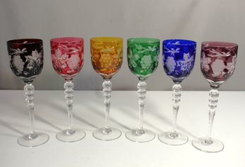 Bohemian Imperlux Crystal, Cut To Clear,  6 Goblets