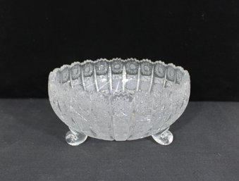 Large Cut Crystal Footed Bowl  11.5 Round X 6 Tall  Vintage Centerpiece Serving Bowl