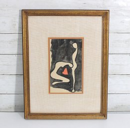 Lobo Nocho Abstract Figure Print  Signed  Framed Modern Art 17.5' X 13.5'