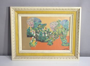 Vintage Signed Collage Artwork  Surreal Landscape By Coborn (1972)  14.5 H X 18.5 W